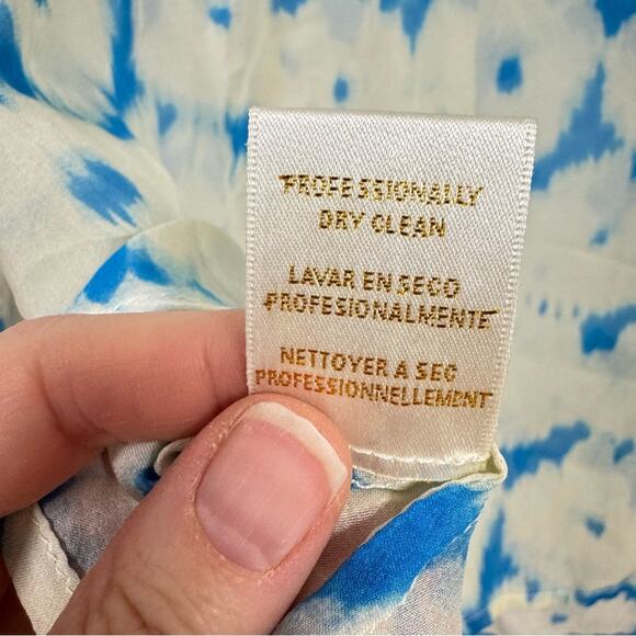 Jenny Han Yellow Blue Silk Beaded Boho Tunic Womens S Beachy Sheer Long Sleeve - Picture 10 of 11